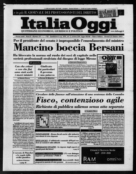 Italia oggi : quotidiano di economia finanza e politica